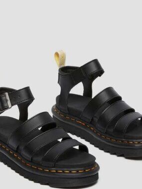 DR MARTENS SIZE 6 BLAIR VEGAN FELIX GLADIATOR SANDALS IN BLACK